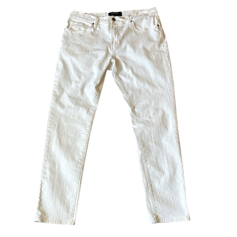 DSTLD Slim Fit Cotton Stretch Straight Leg Jeans White All Season Weight 36x34